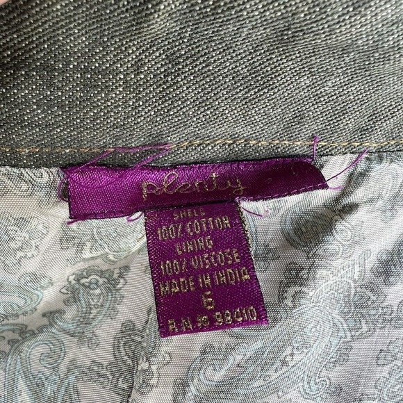 Plenty Tracy Reese Anthropologie Olive Green Embroidered Long Denim Nehru Jacket - Picture 14 of 16